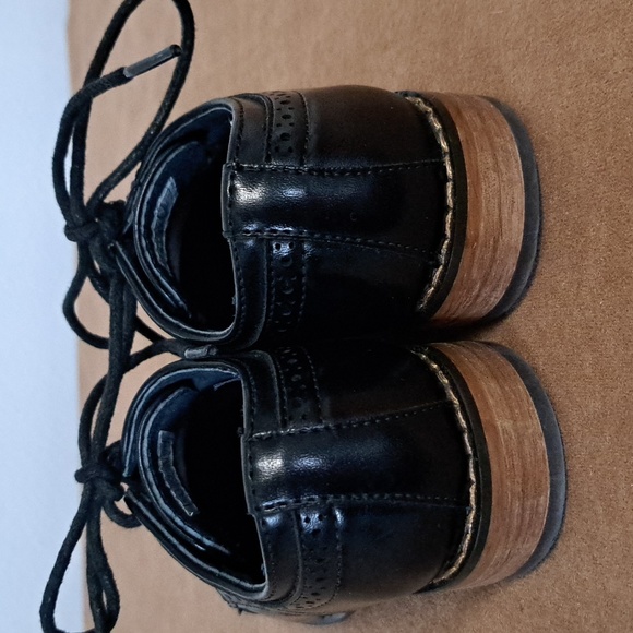 Bruno Marc black leather dress shoes boys size 10 - Picture 5 of 8